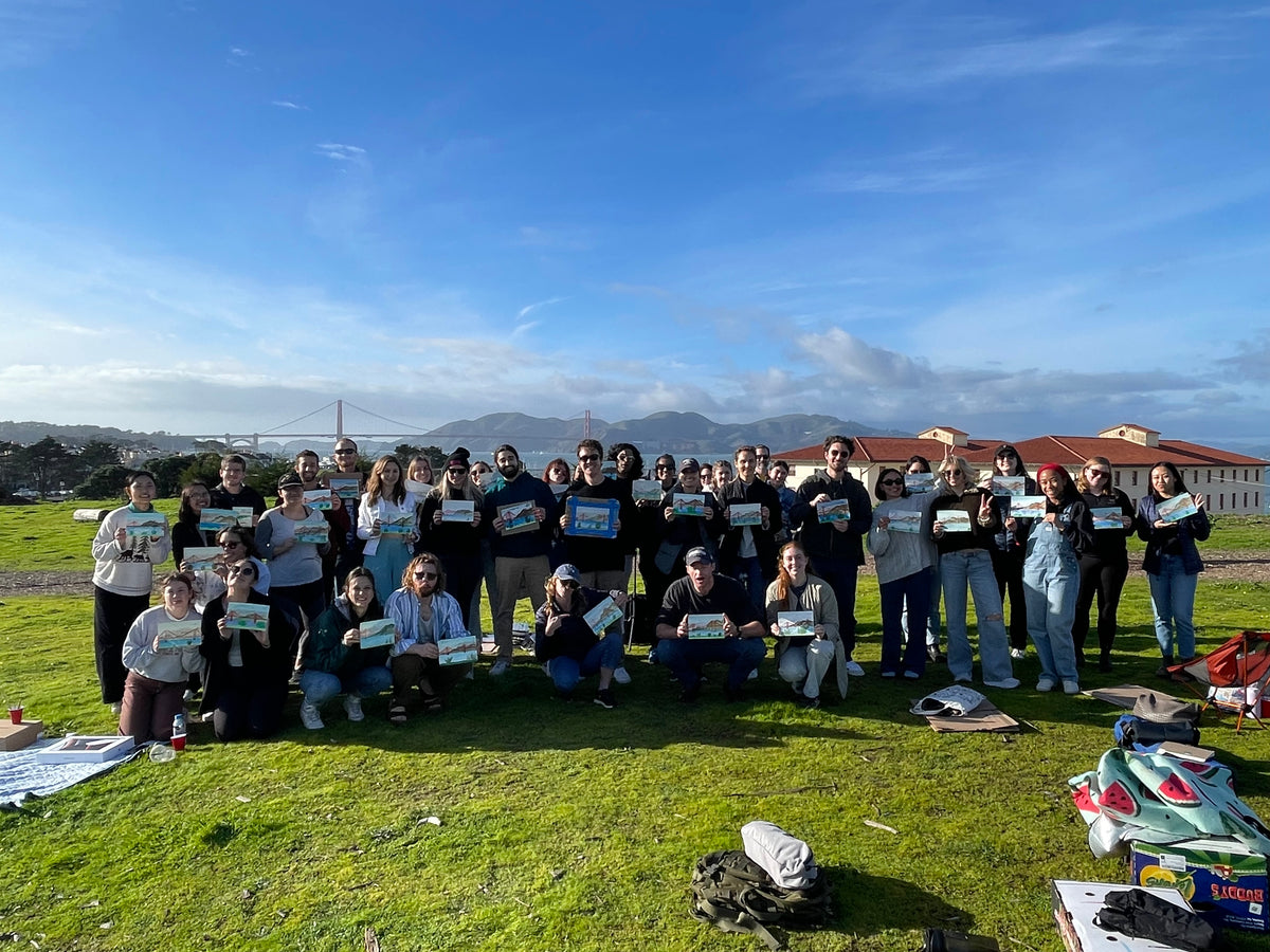 Painting together at an ArtFunk outdoor class in San Francisco